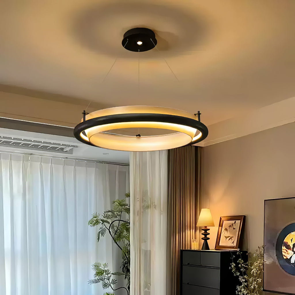 Archelo Wood and Fabric LED Pendant Light - product view 11