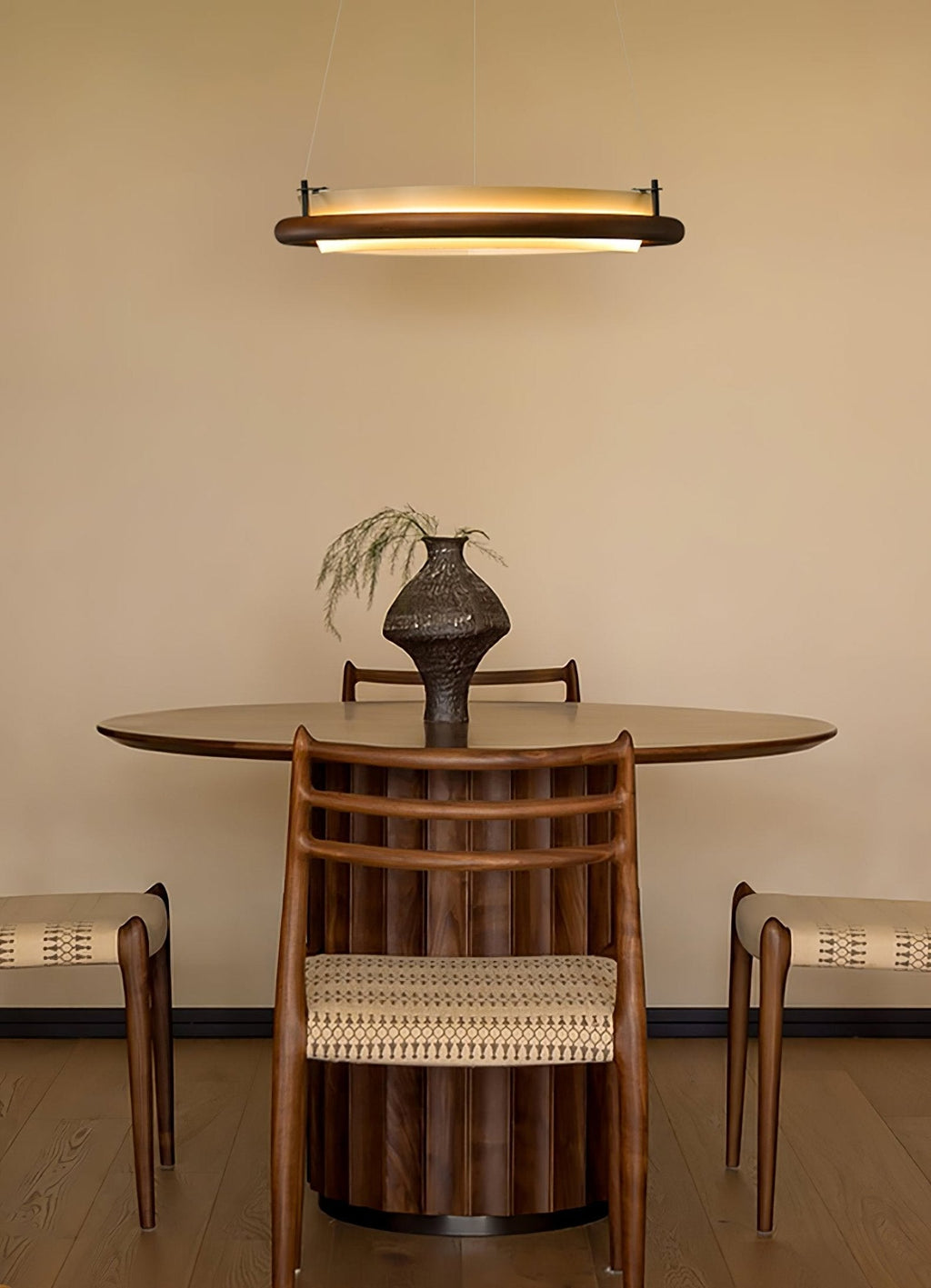 Archelo Wood and Fabric LED Pendant Light - product view 12