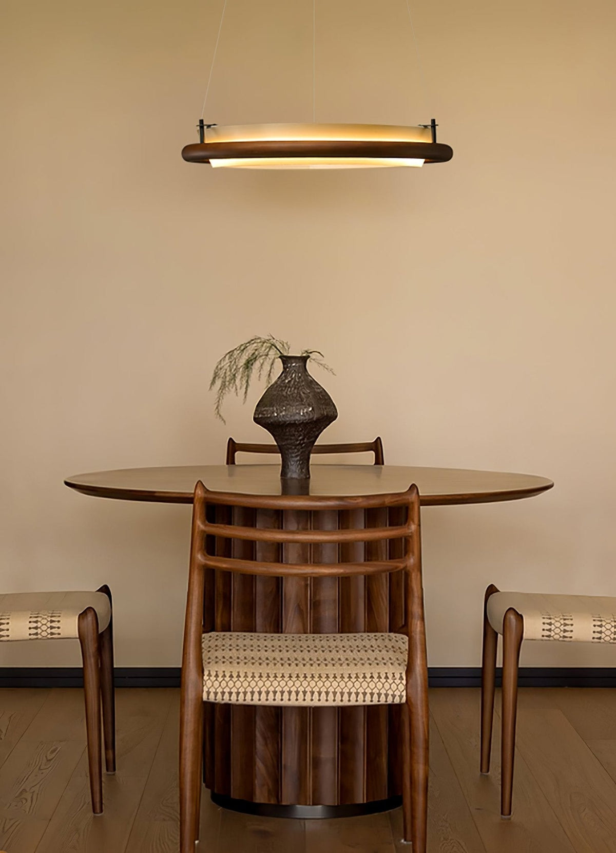 Archelo Wood and Fabric LED Pendant Light - product view 12