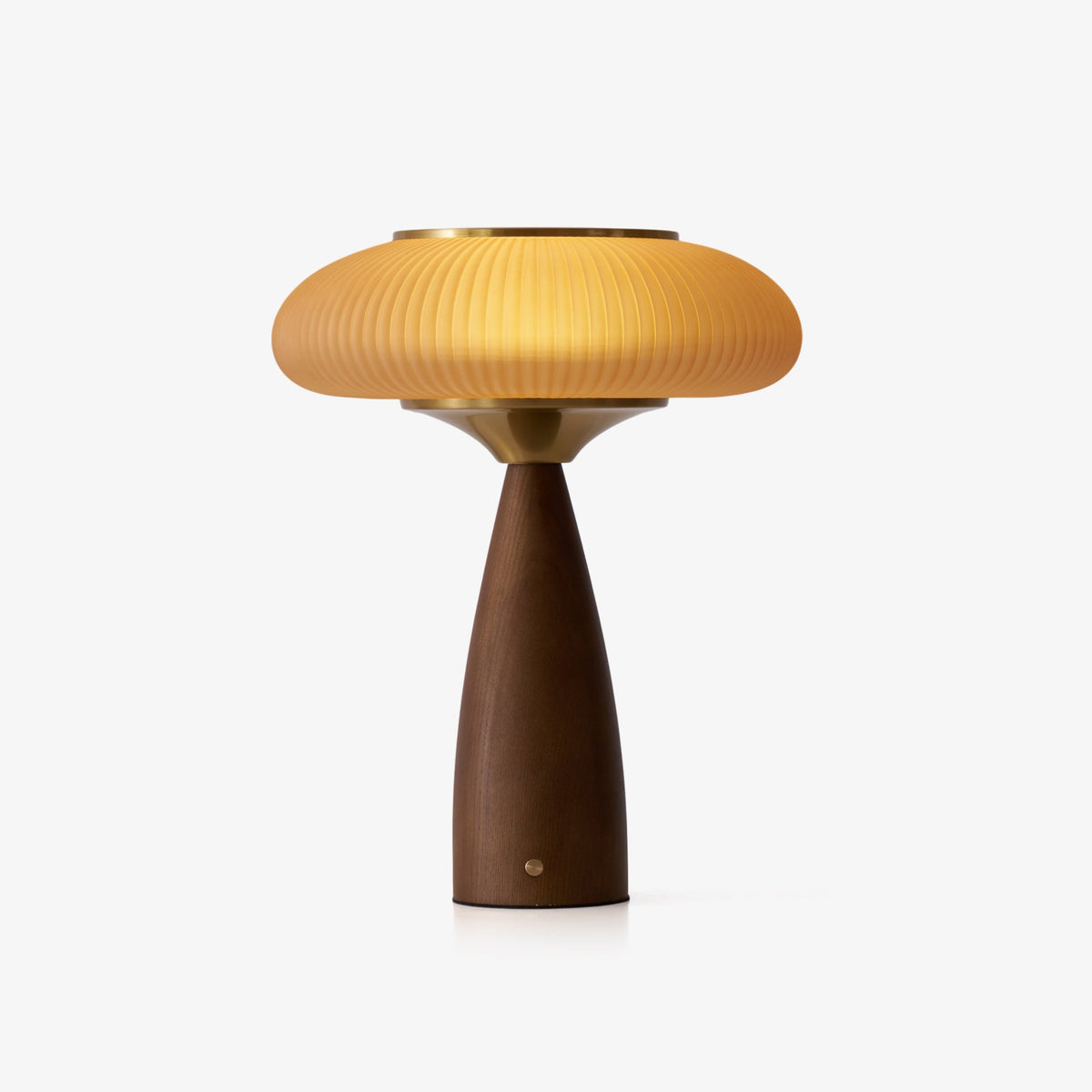 Arven Amber Glass & Wood Rechargeable Lamp — product view