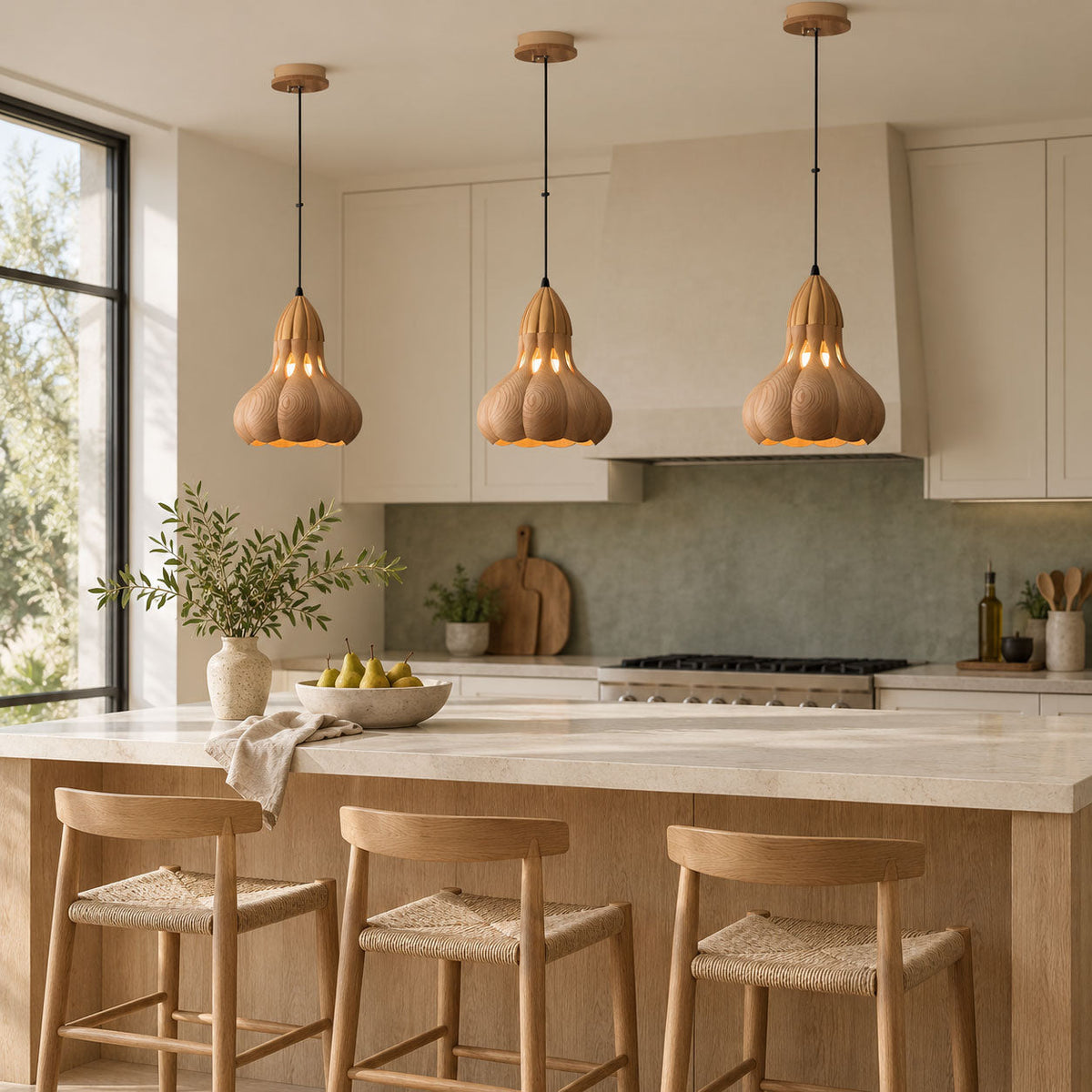 Aubree Wood Pendant Lamp — product and interior detail 2