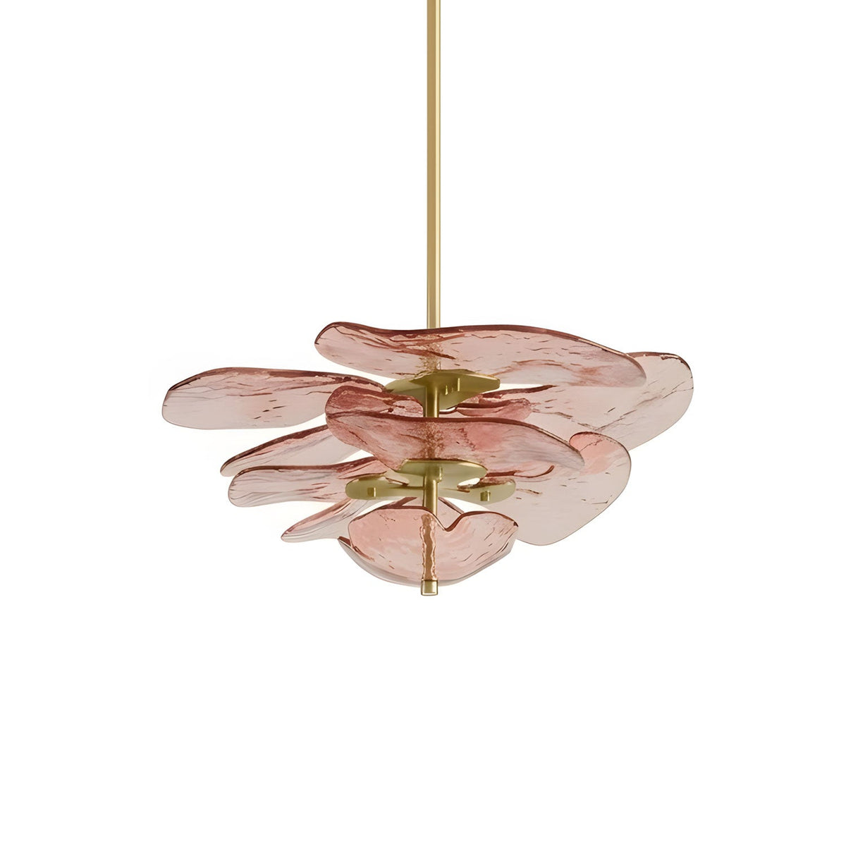 Aurevia Glass Petal Chandelier — Pink & Gold