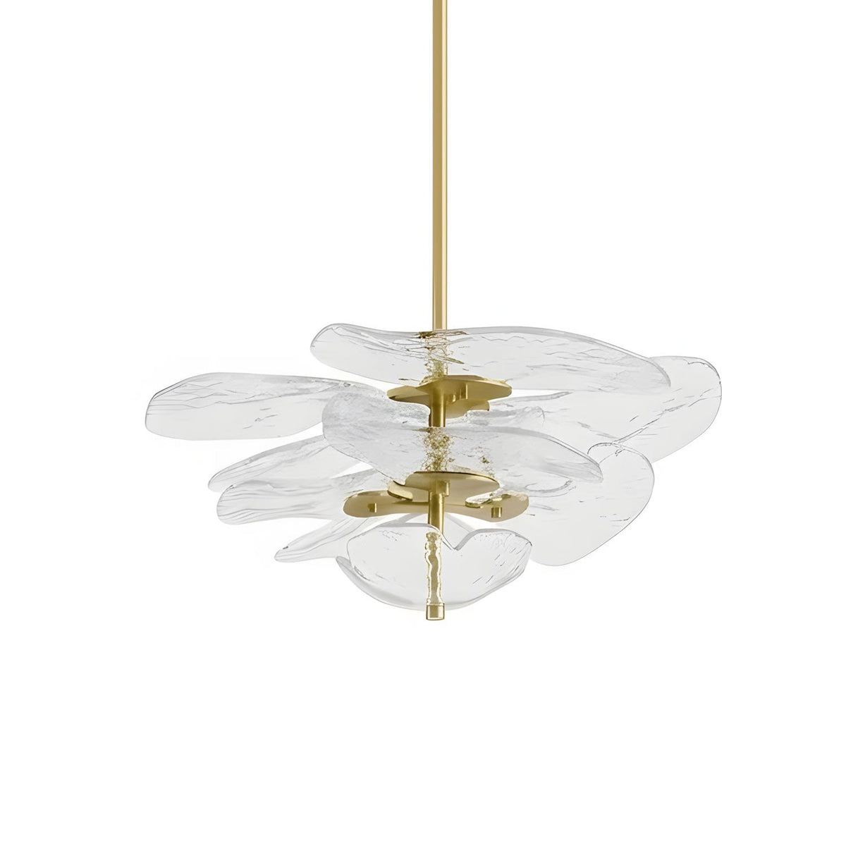 Aurevia Glass Petal Chandelier — Clear & Gold