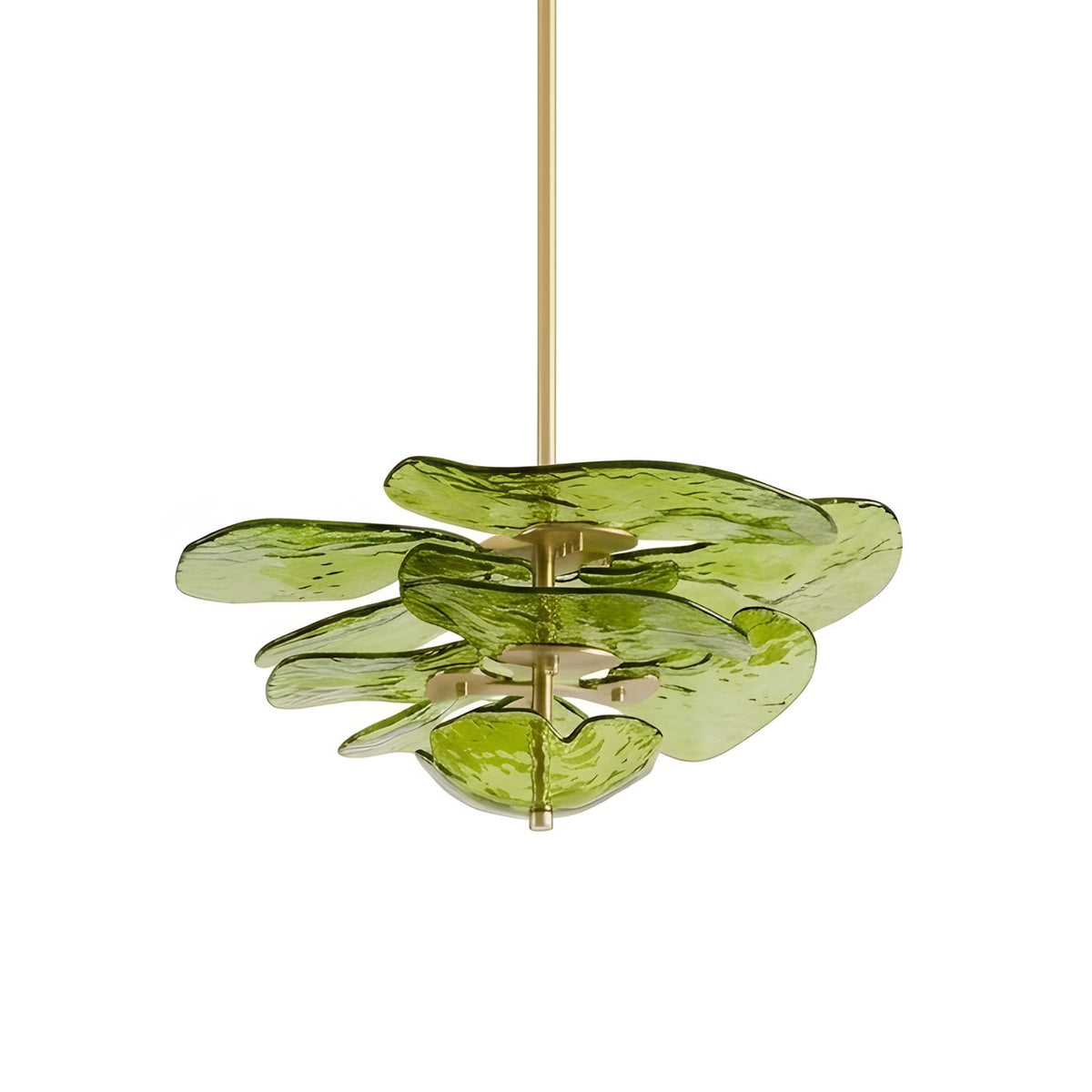 Aurevia Glass Petal Chandelier — Green & Gold