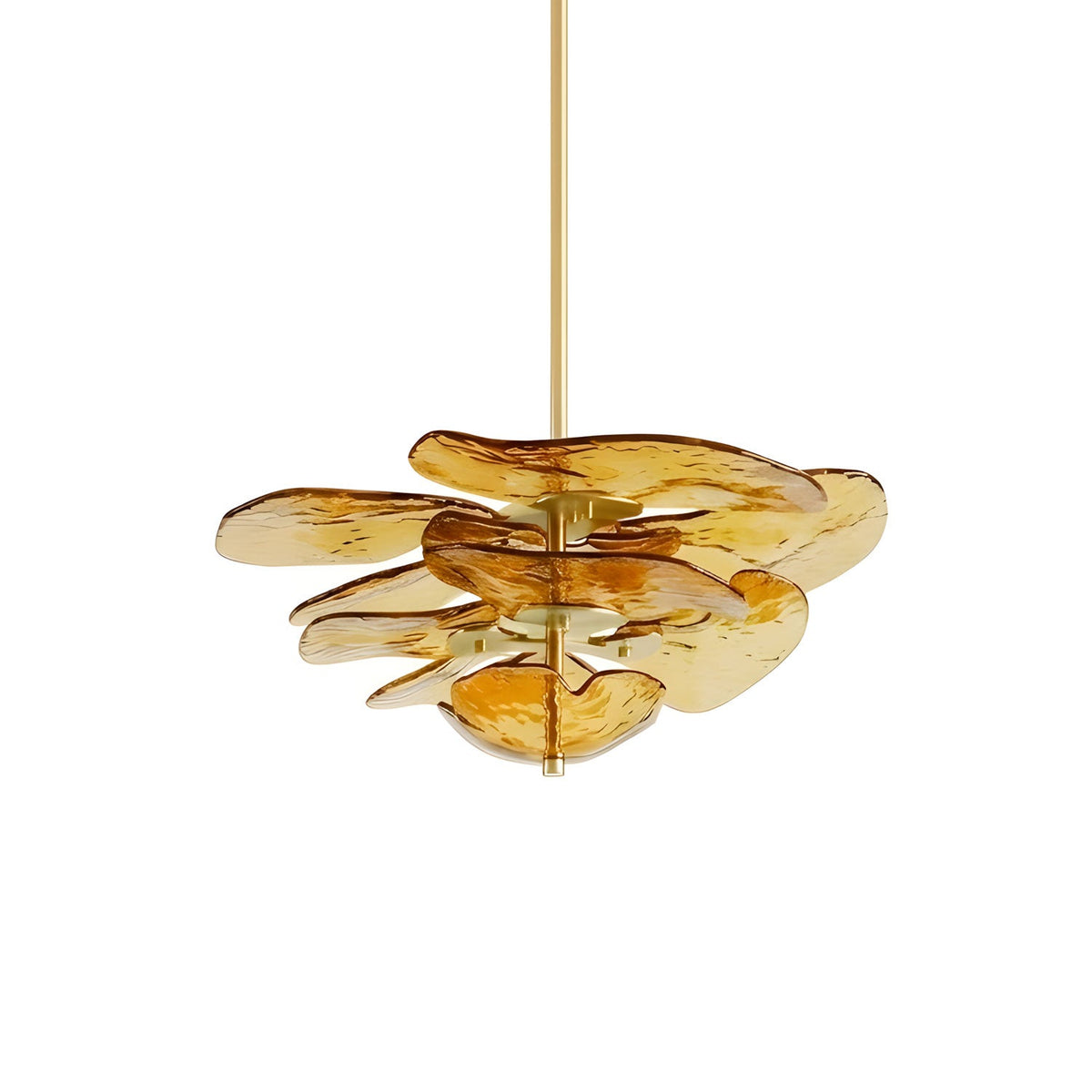 Aurevia Glass Petal Chandelier — Amber & Gold