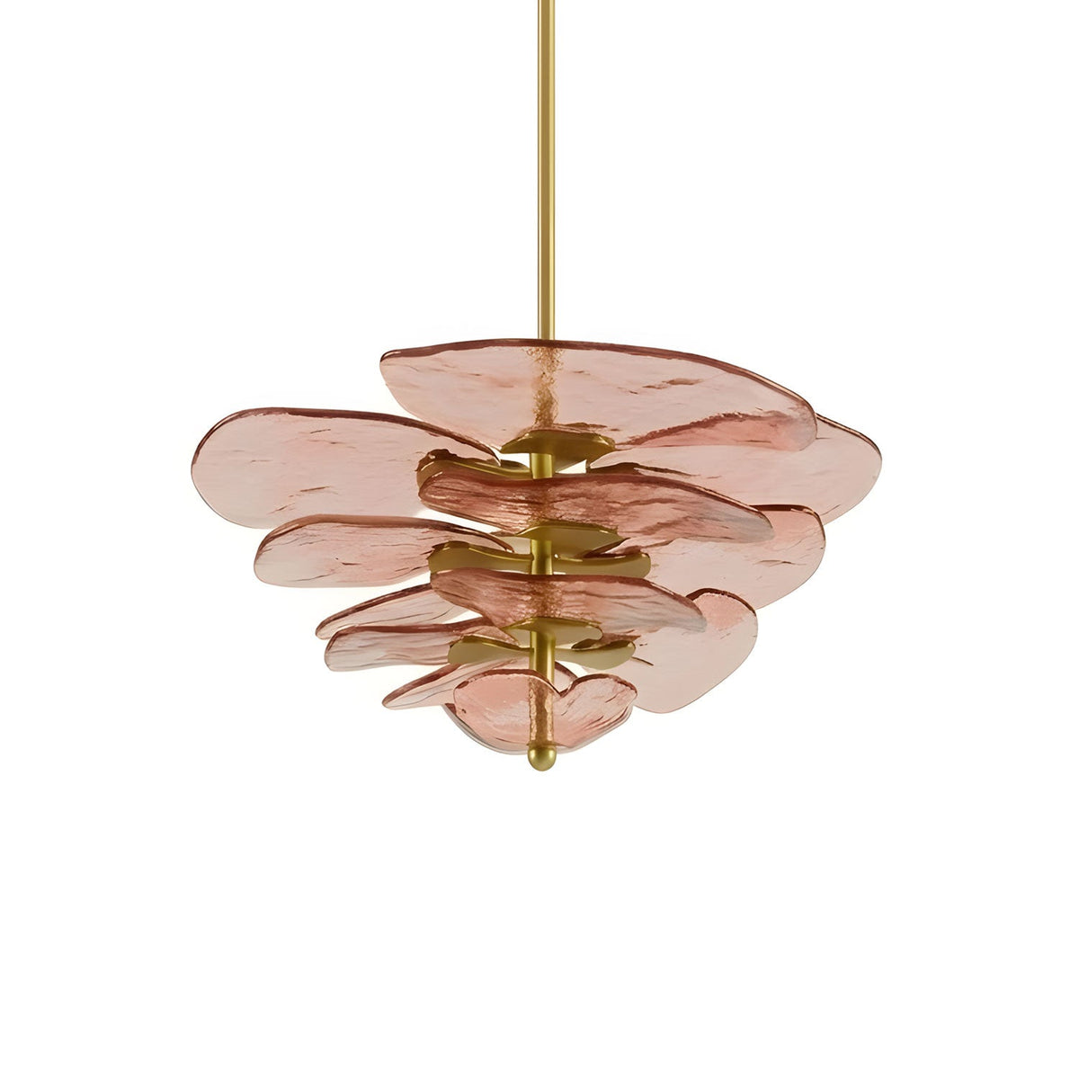 Aurevia Glass Petal Chandelier — Pink & Gold