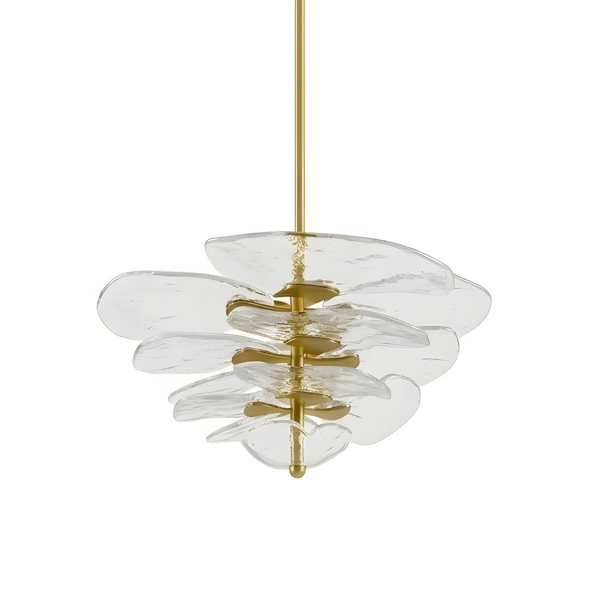 Aurevia Glass Petal Chandelier — Clear & Gold