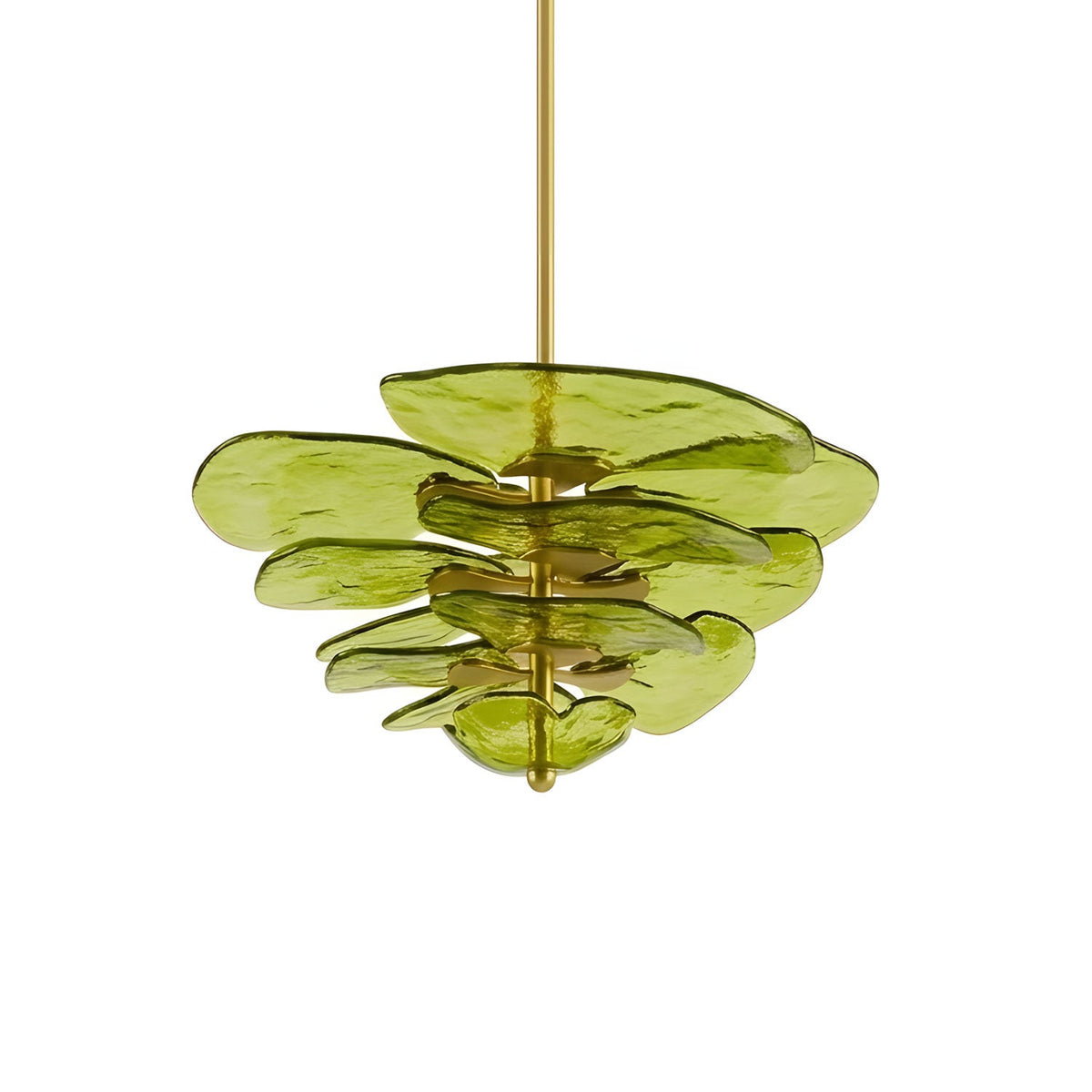 Aurevia Glass Petal Chandelier — Green & Gold
