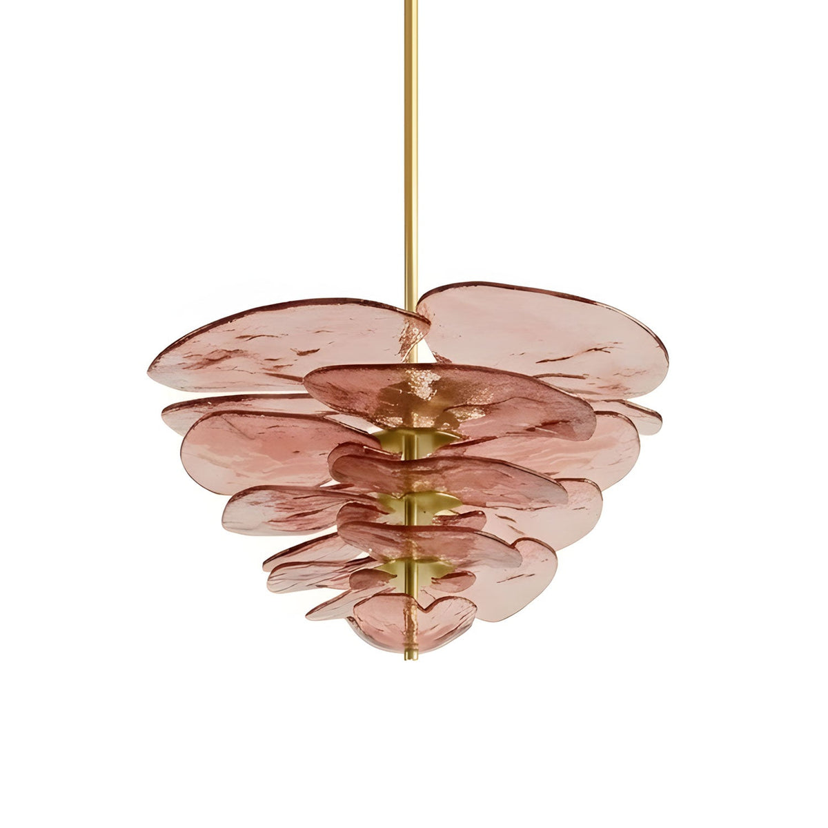 Aurevia Glass Petal Chandelier — Pink & Gold