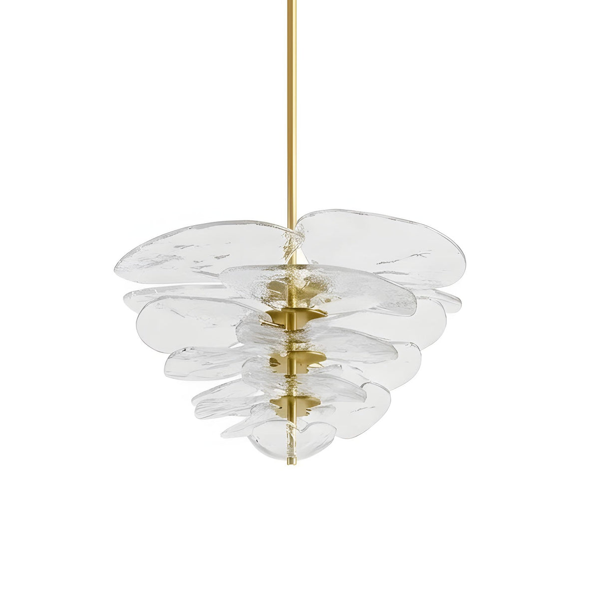 Aurevia Glass Petal Chandelier — Clear & Gold