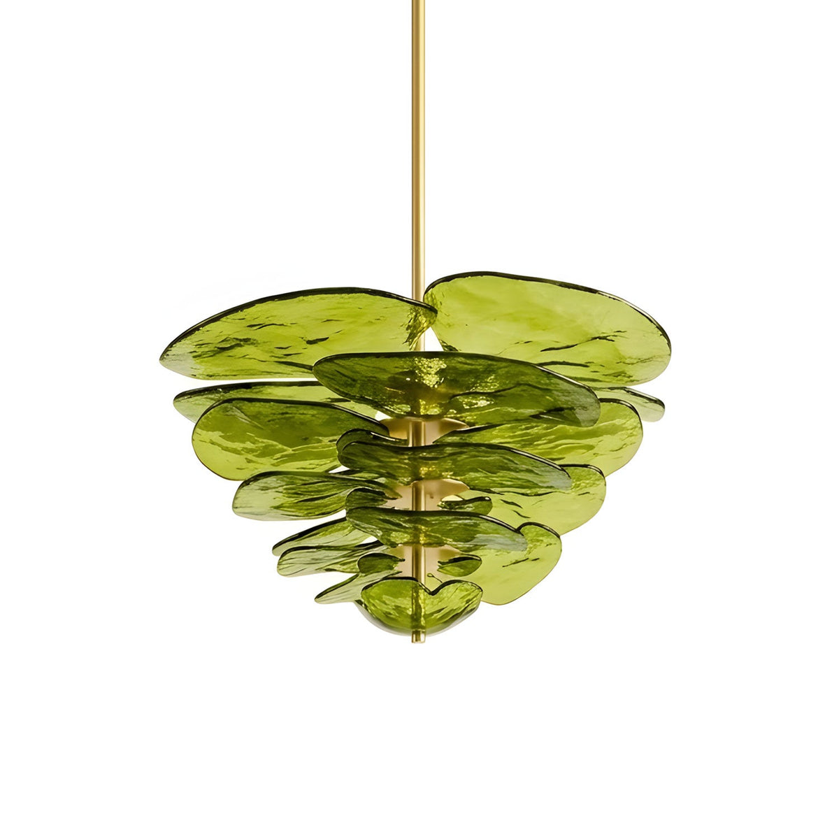 Aurevia Glass Petal Chandelier — Green & Gold