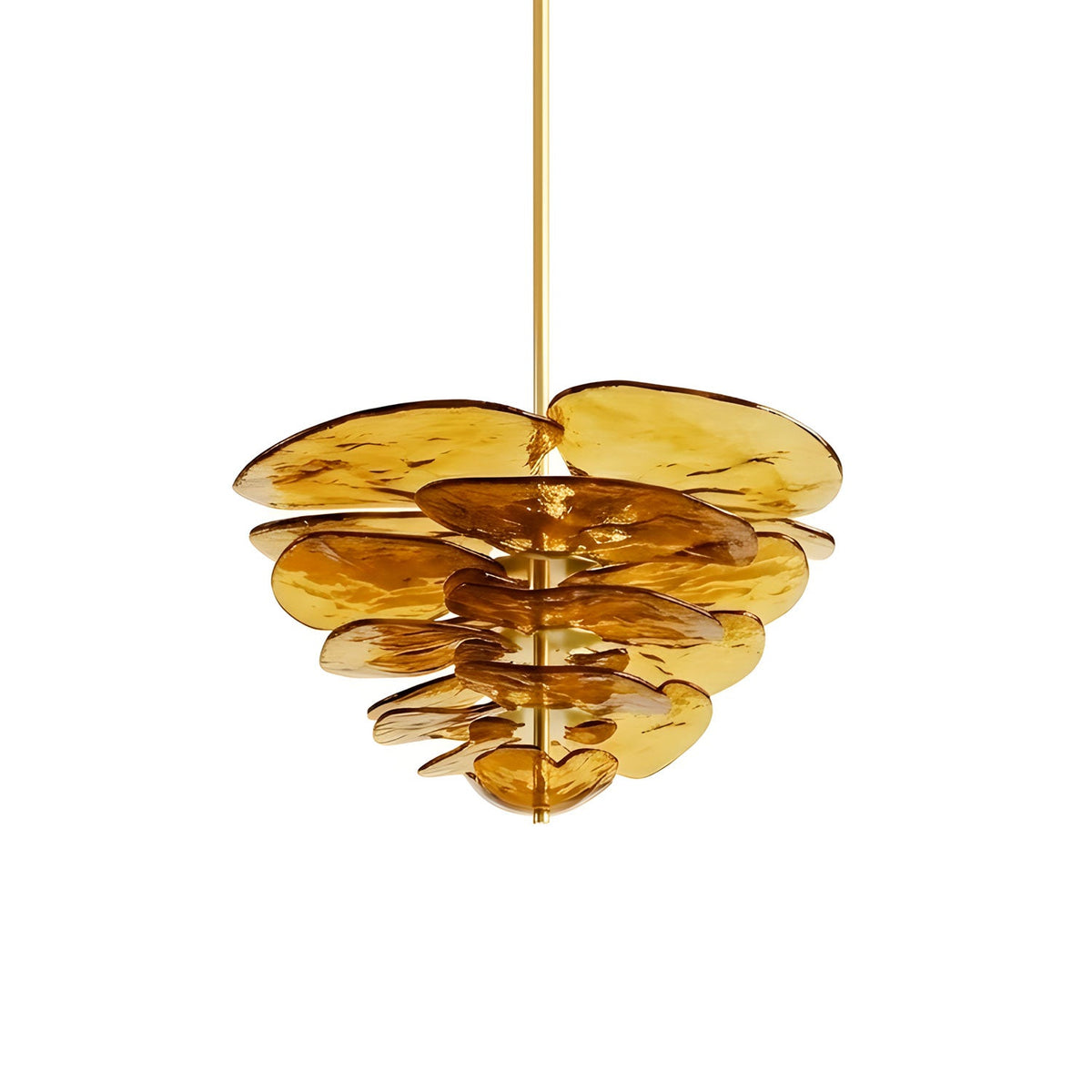 Aurevia Glass Petal Chandelier — Amber & Gold