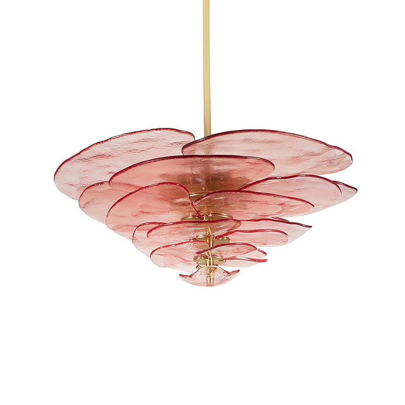 Aurevia Glass Petal Chandelier — Pink & Gold