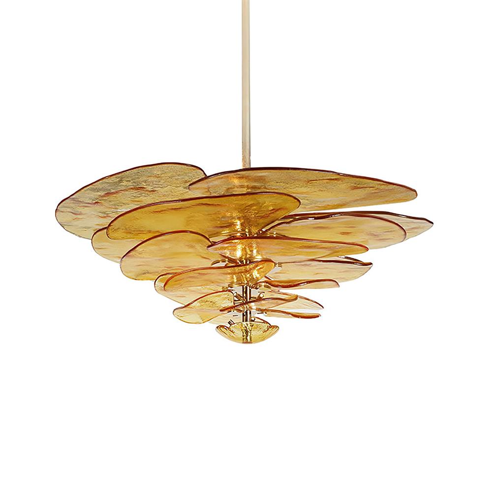 Aurevia Glass Petal Chandelier — Amber & Gold