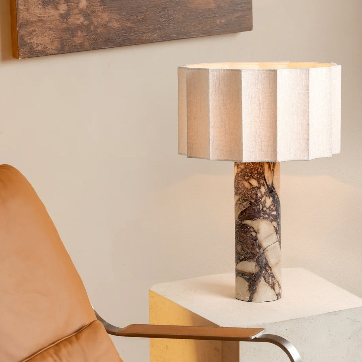 Avelin Veined Marble Table Lamp — product, finish and specification view 2