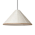Aven Pleated Paper Pendant Light — Wood Color & White