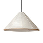 Aven Pleated Paper Pendant Light — Wood Color & White