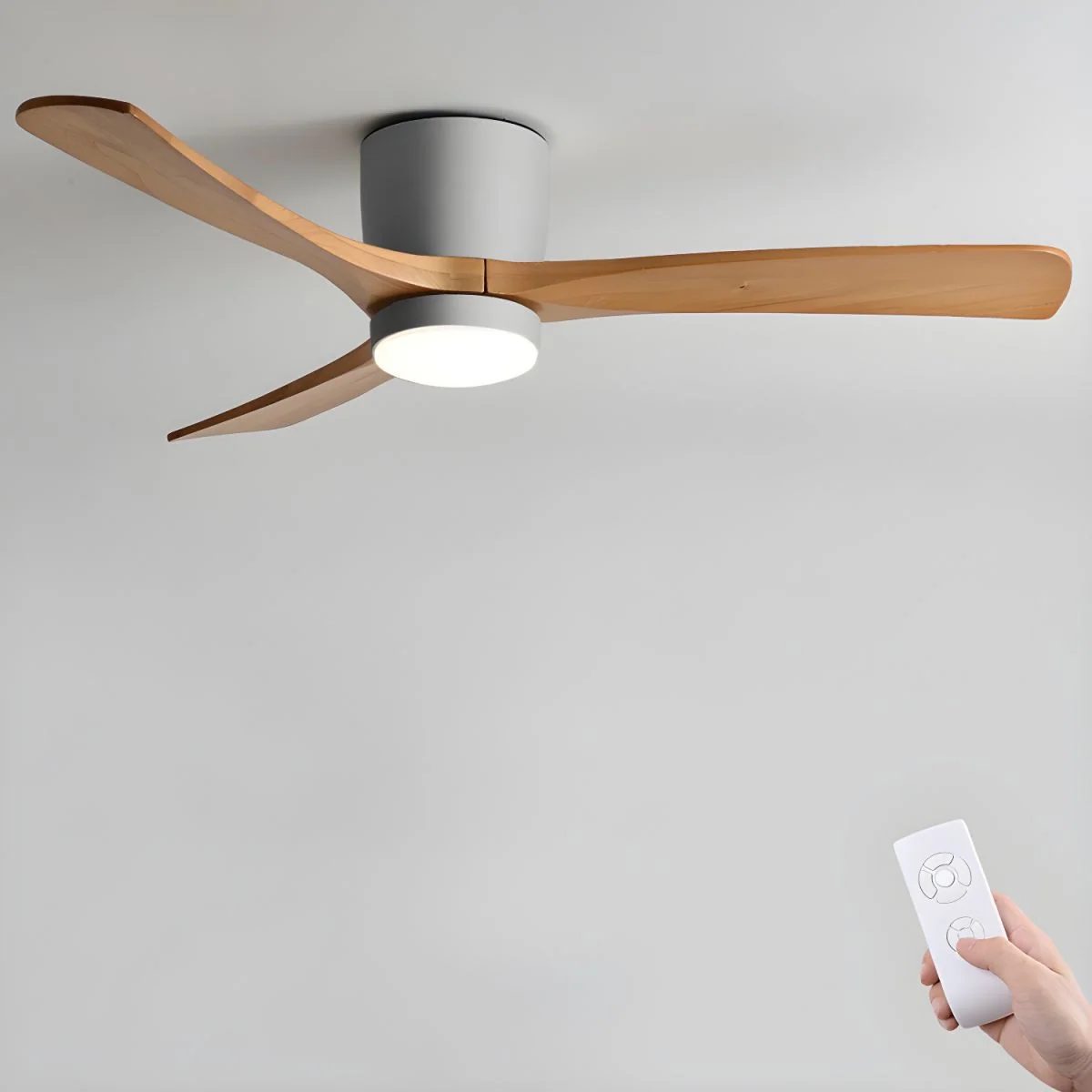 Nordic Solid Wood Ceiling Fan with LED Light