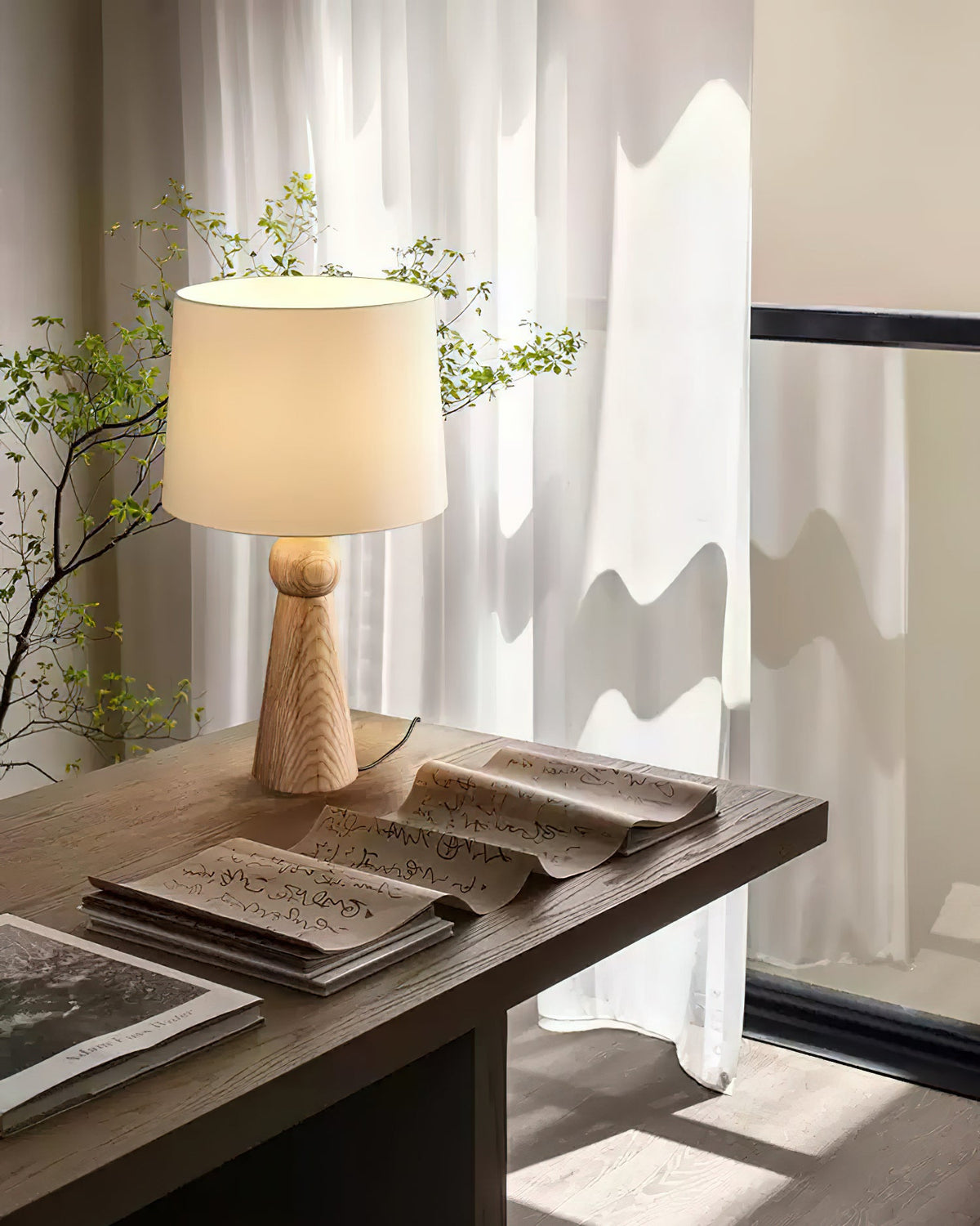 Bella Tall Wood and Fabric Table Lamp - product view 8
