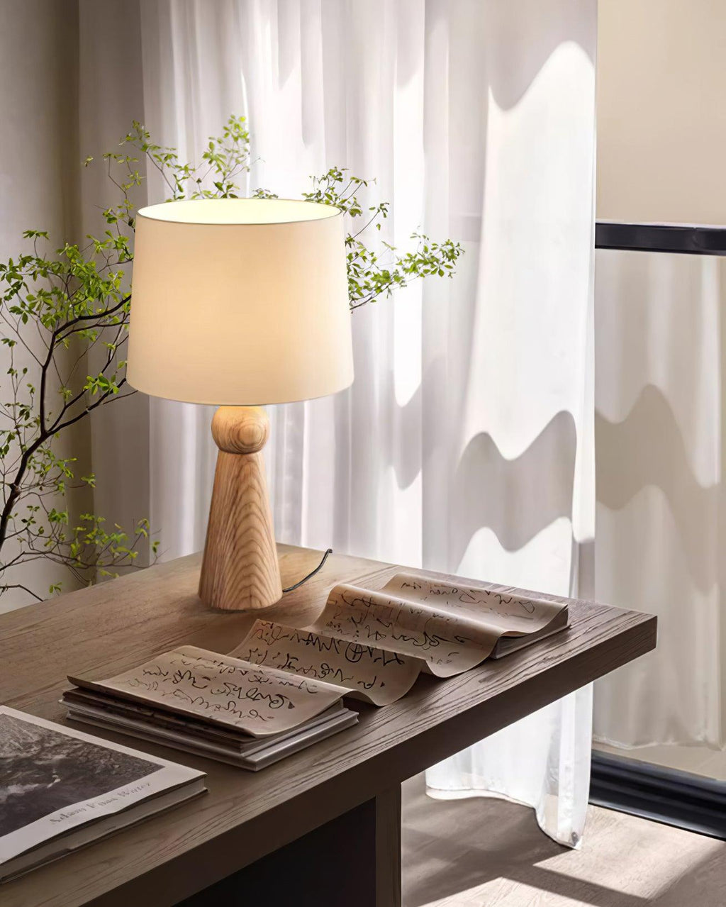 Bella Tall Wood and Fabric Table Lamp - product view 13