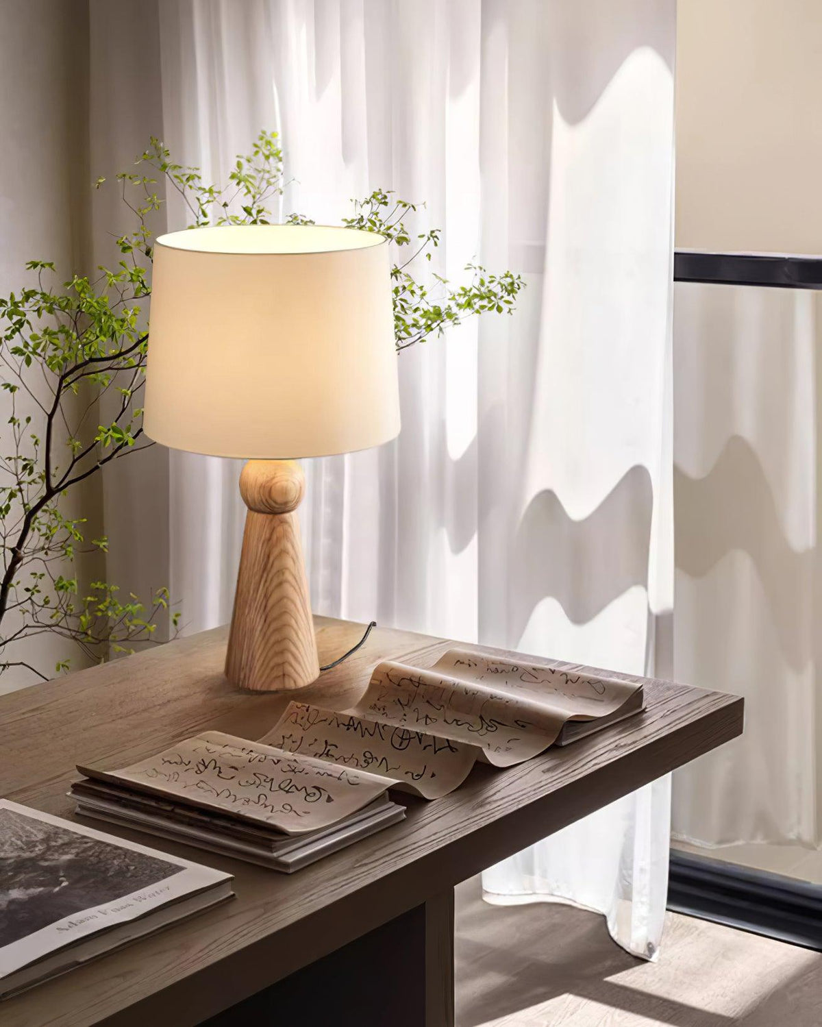 Bella Tall Wood and Fabric Table Lamp - product view 13