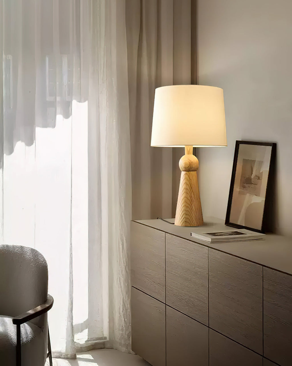 Bella Tall Wood and Fabric Table Lamp - product view 15