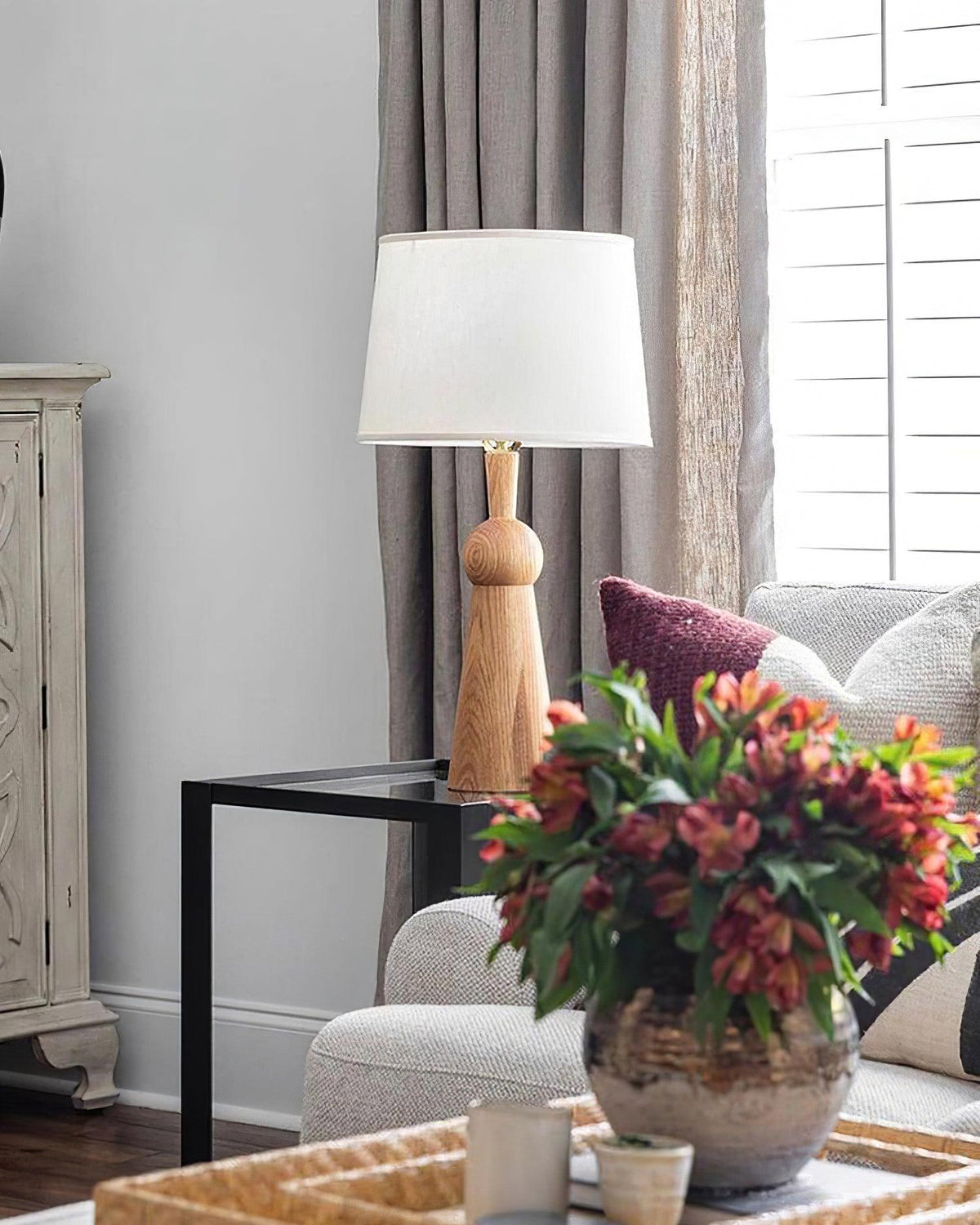 Bella Tall Wood and Fabric Table Lamp - product view 29