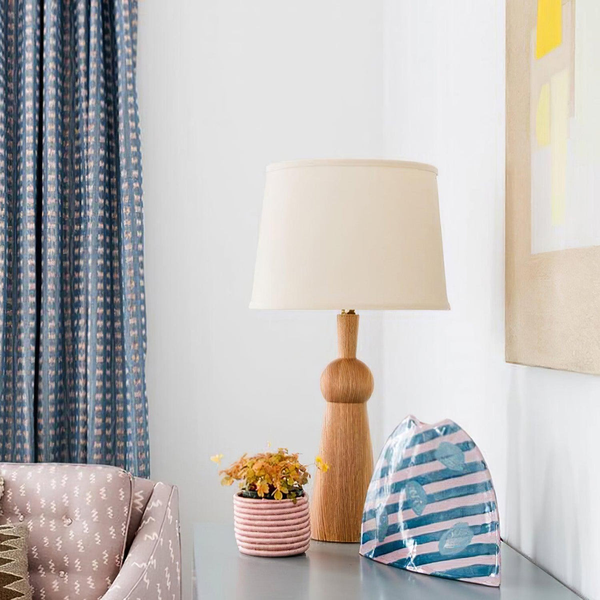 Bella Tall Wood and Fabric Table Lamp - product view 30