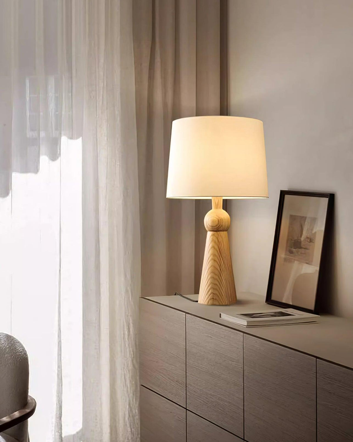 Bella Tall Wood and Fabric Table Lamp - product view 33