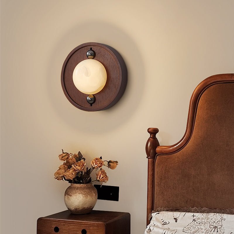 Bezel Alabaster-Look LED Wall Light – wall sconce view 3