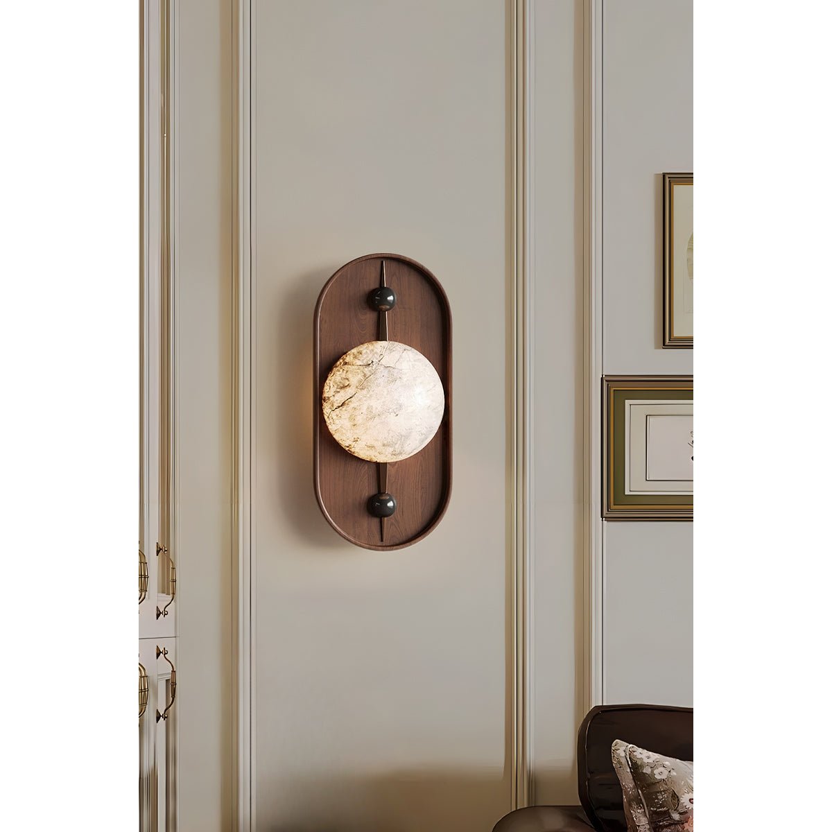Bezel Alabaster-Look LED Wall Light – wall sconce view 5