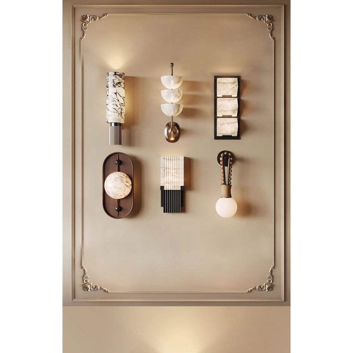 Bezel Alabaster-Look LED Wall Light – wall sconce view 6