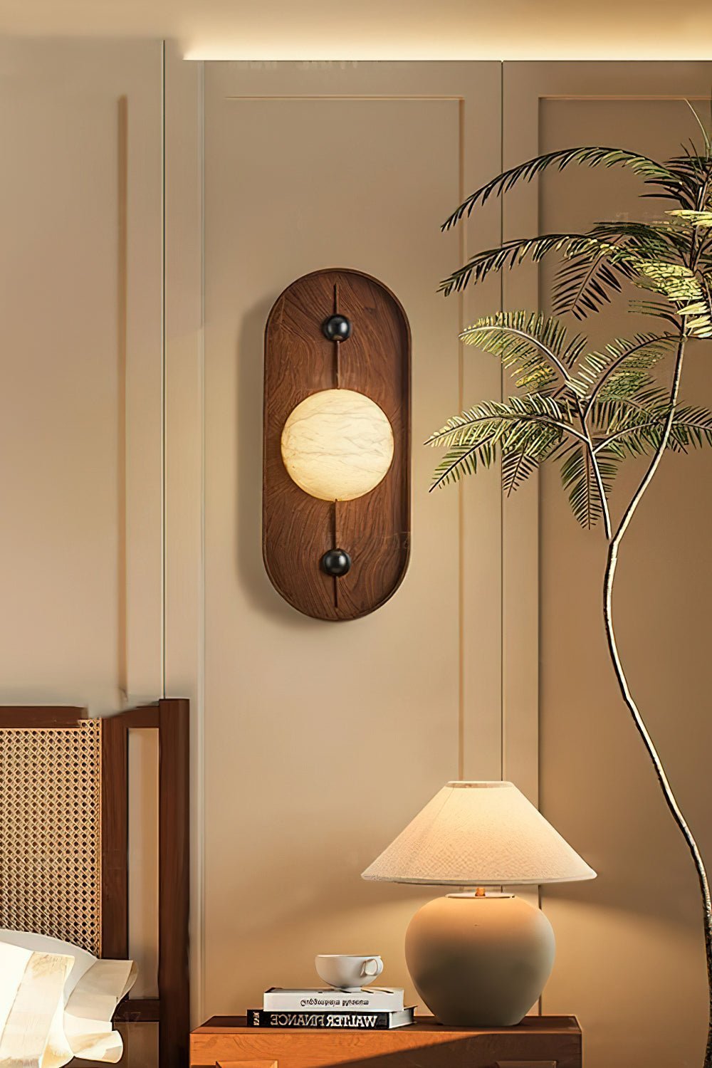 Bezel Alabaster-Look LED Wall Light – wall sconce view 11