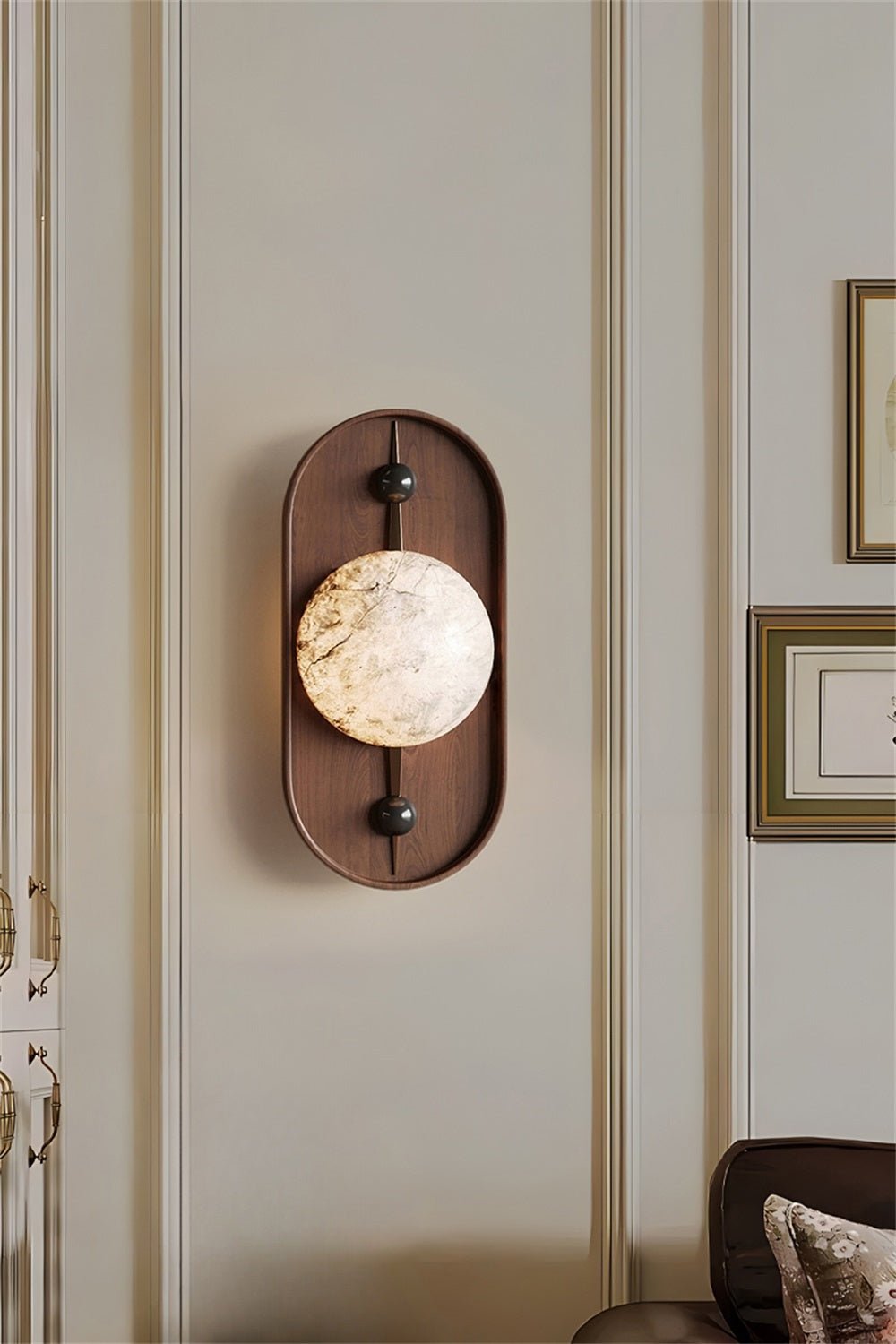 Bezel Alabaster-Look LED Wall Light – wall sconce view 14