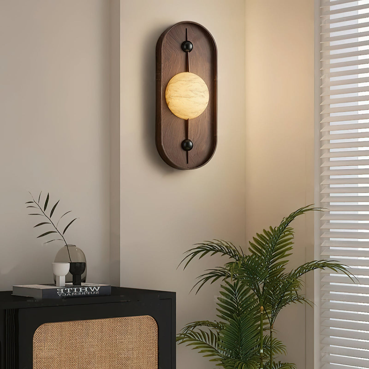 Bezel Alabaster-Look LED Wall Light – wall sconce view 16