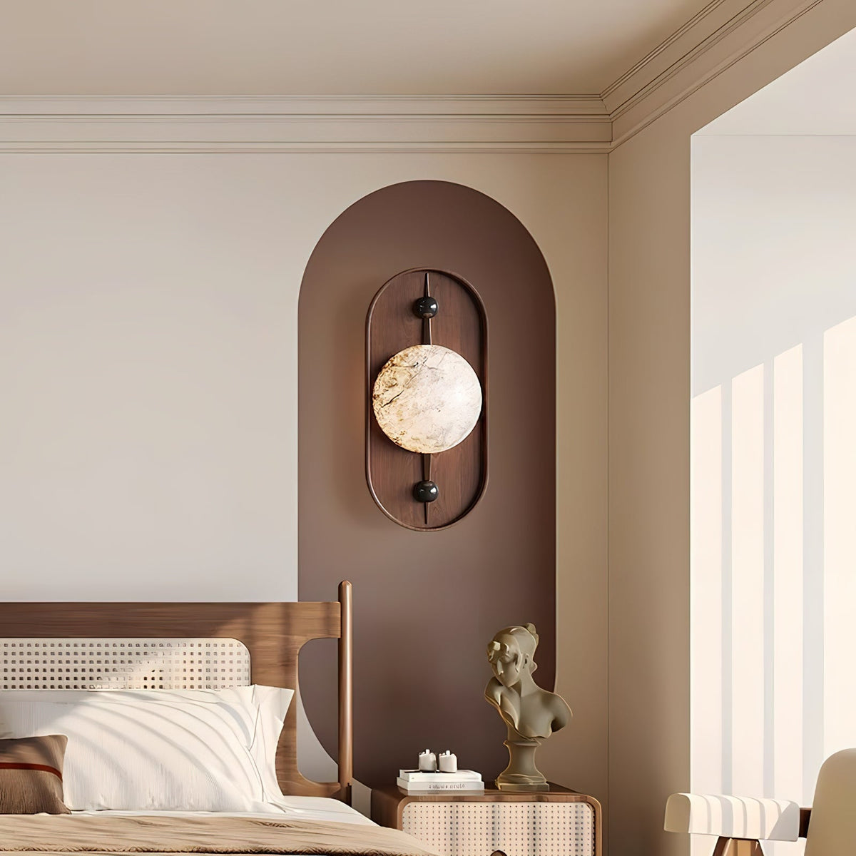 Bezel Alabaster-Look LED Wall Light – wall sconce view 18