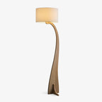 Bow Curve Wood and Fabric Floor Lamp - product view 1