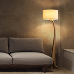 Bow Curve Wood and Fabric Floor Lamp - product view 4