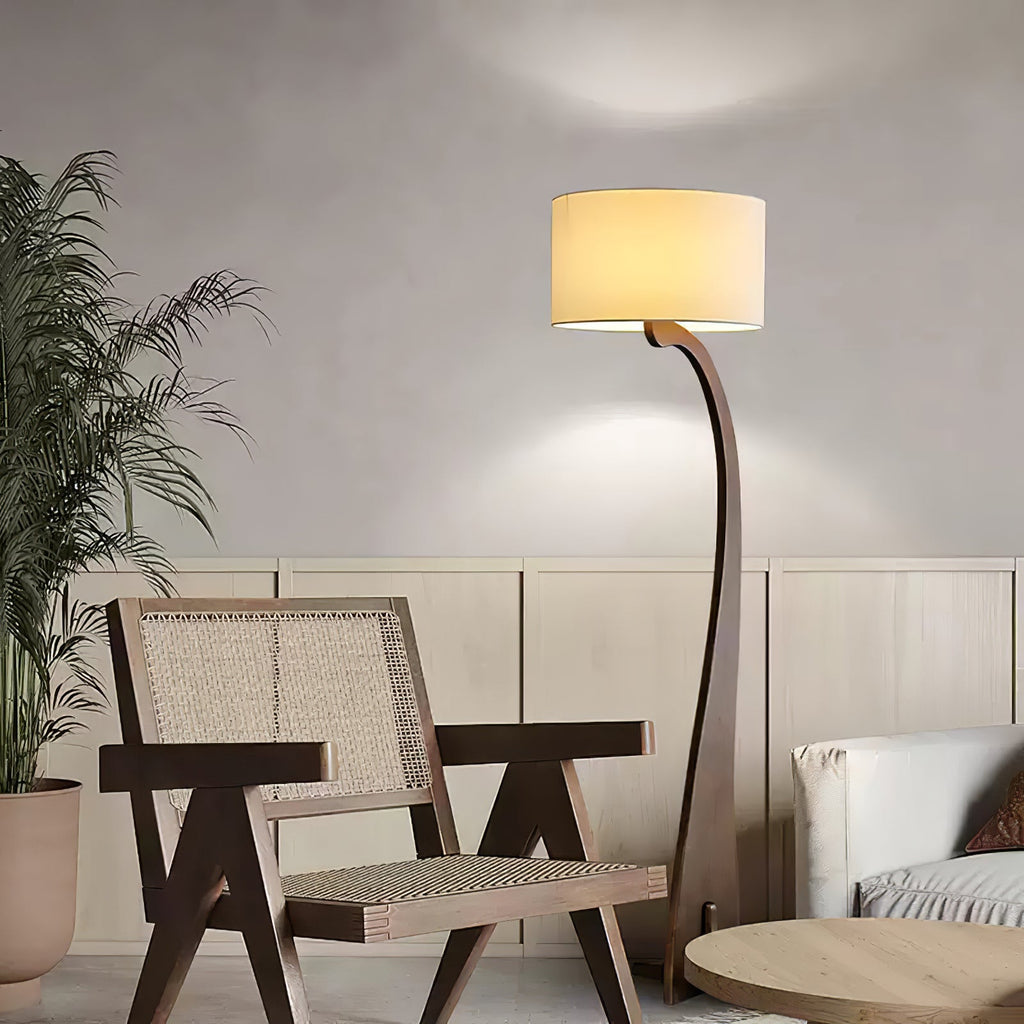 Bow Curve Wood and Fabric Floor Lamp - product view 6