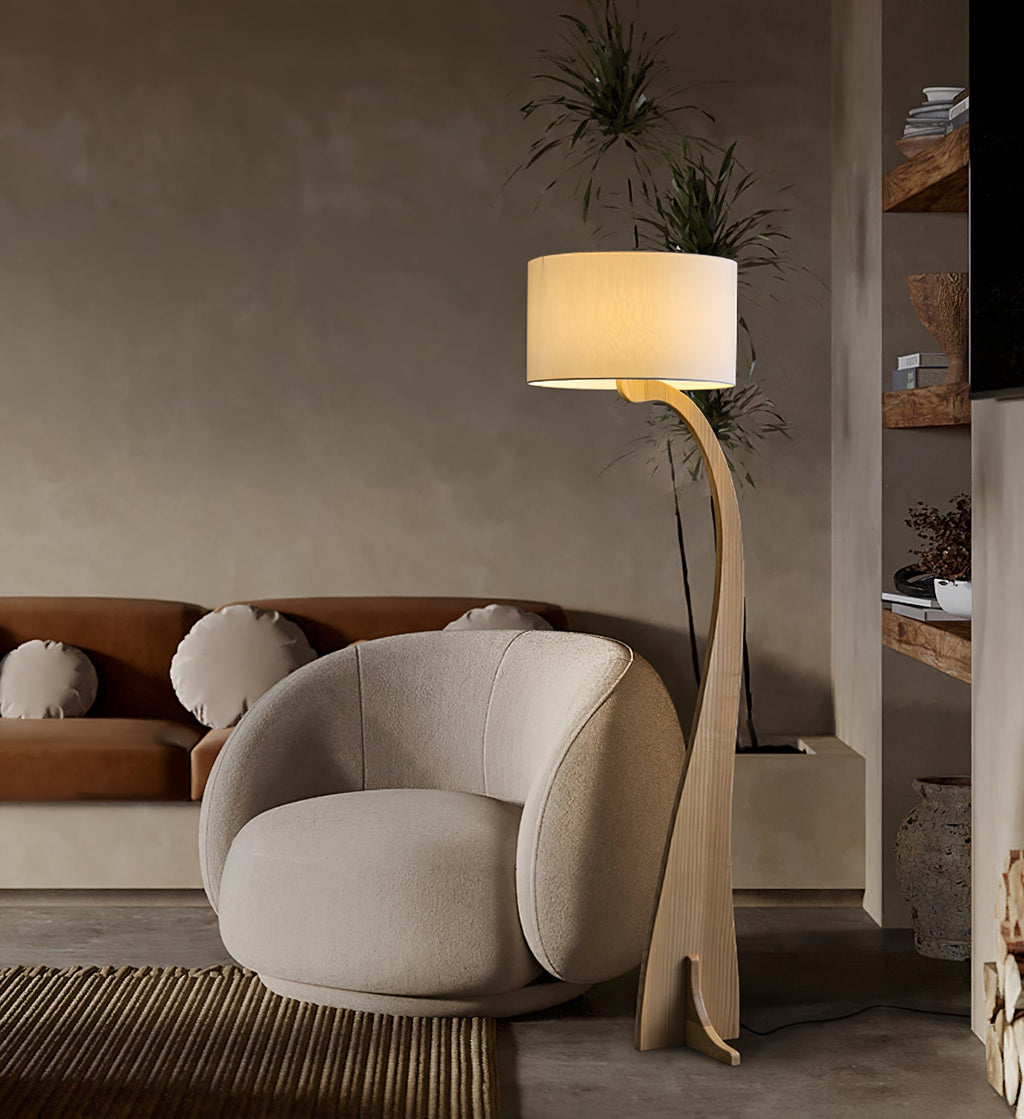 Bow Curve Wood and Fabric Floor Lamp - product view 7