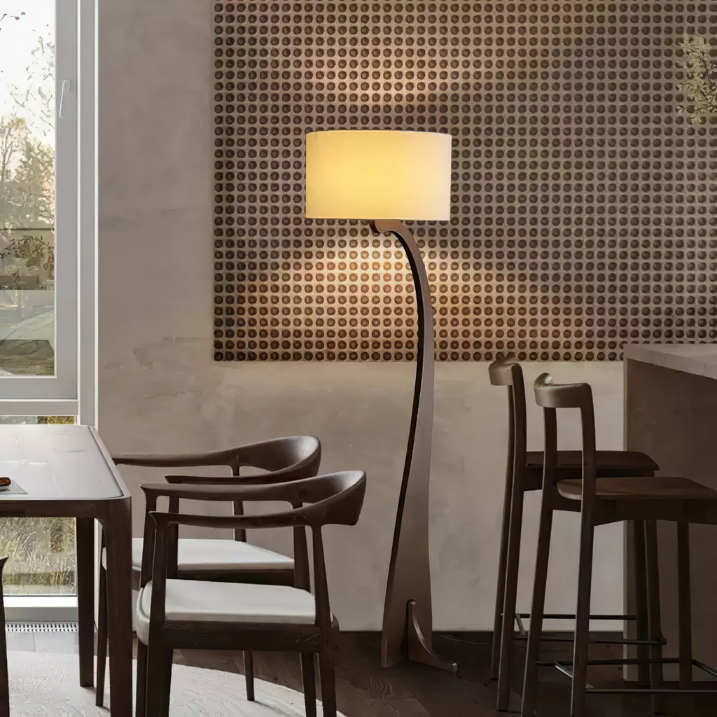 Bow Curve Wood and Fabric Floor Lamp - product view 8