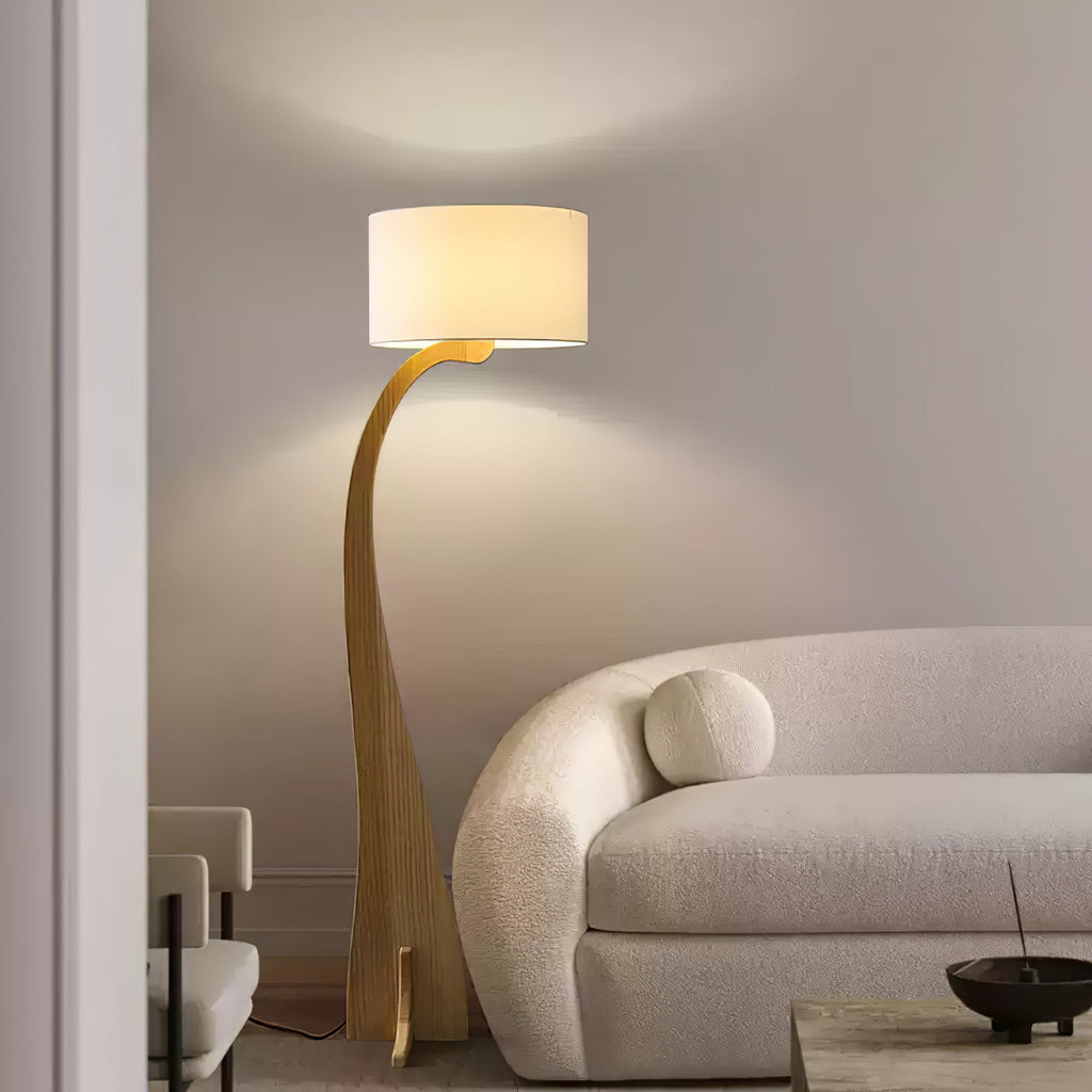 Bow Curve Wood and Fabric Floor Lamp - product view 9