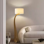 Bow Curve Wood and Fabric Floor Lamp - product view 9