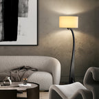 Bow Curve Wood and Fabric Floor Lamp - product view 10