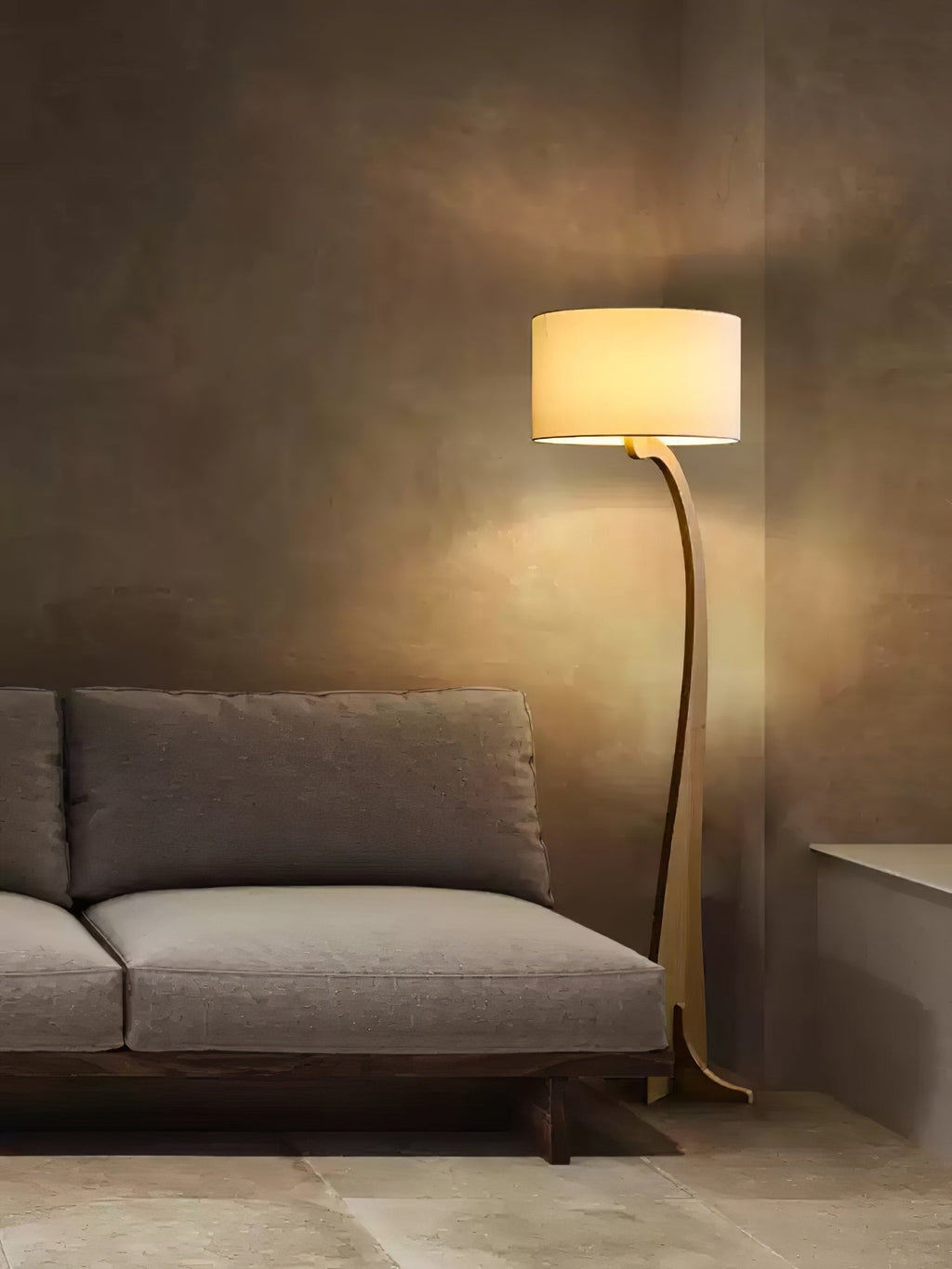 Bow Curve Wood and Fabric Floor Lamp - product view 12