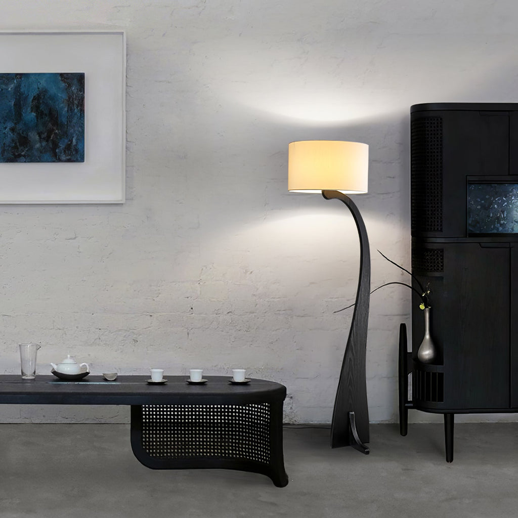 Bow Curve Wood and Fabric Floor Lamp - product view 13