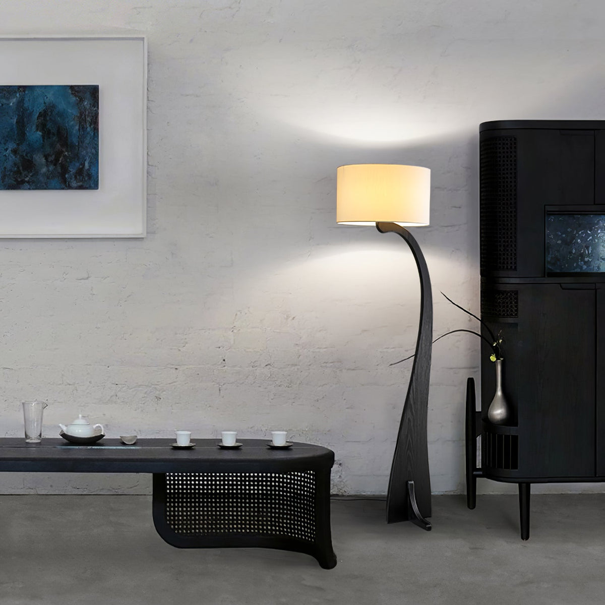 Bow Curve Wood and Fabric Floor Lamp - product view 13
