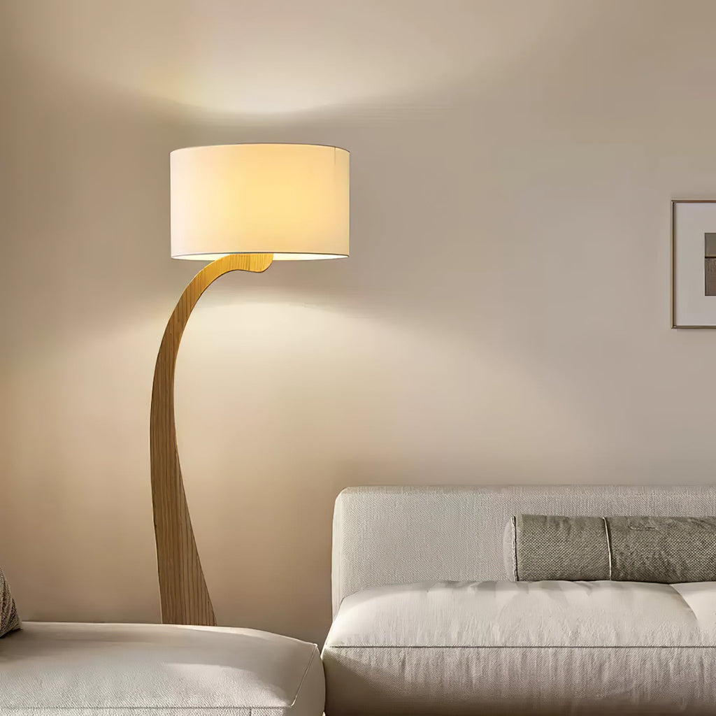 Bow Curve Wood and Fabric Floor Lamp - product view 15