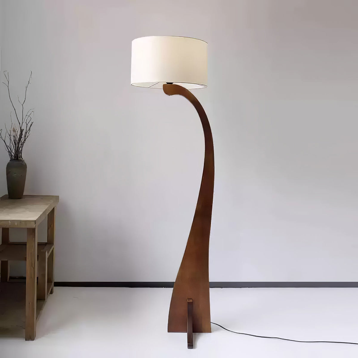 Bow Curve Wood and Fabric Floor Lamp - product view 16
