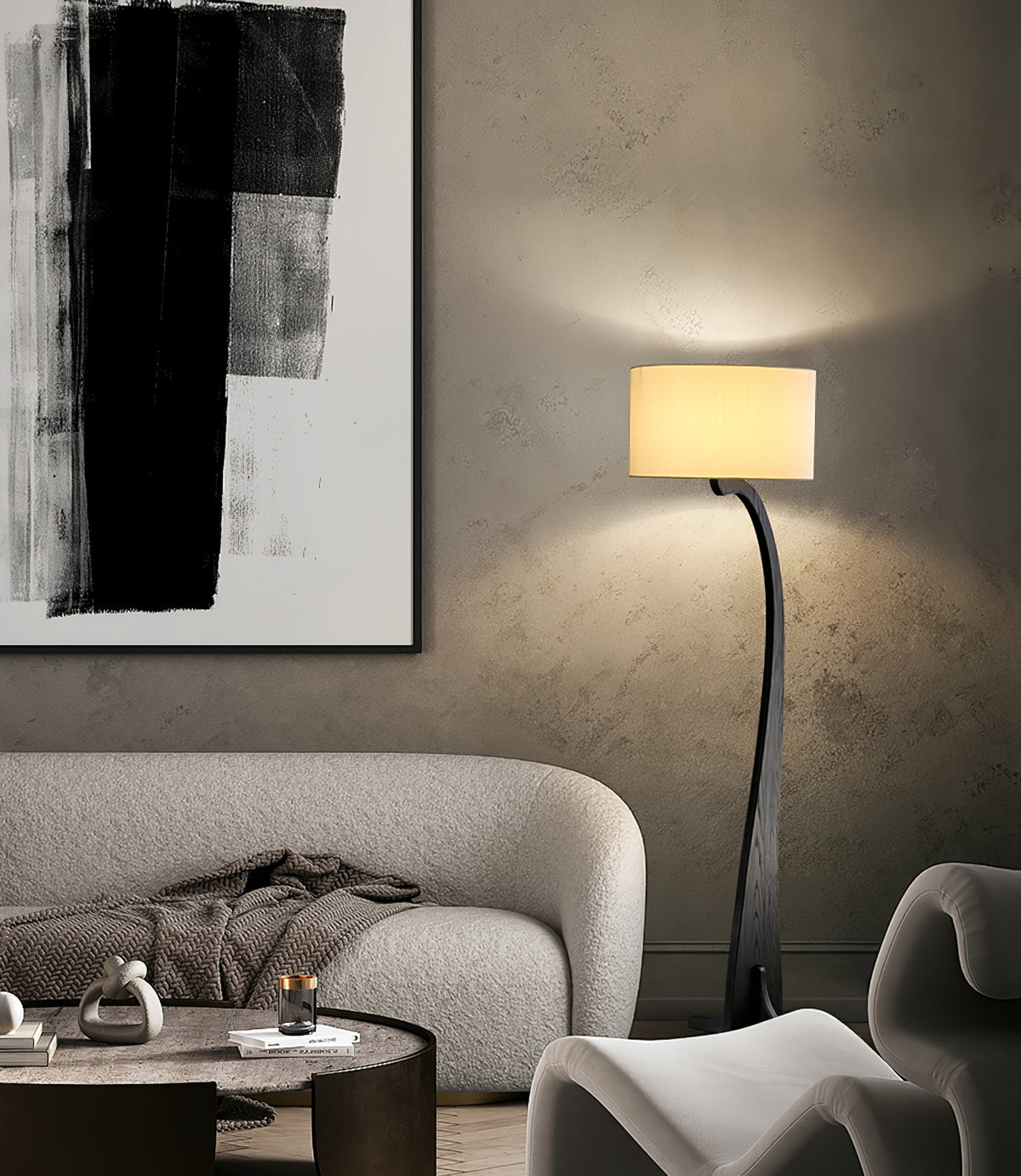 Bow Curve Wood and Fabric Floor Lamp - product view 18